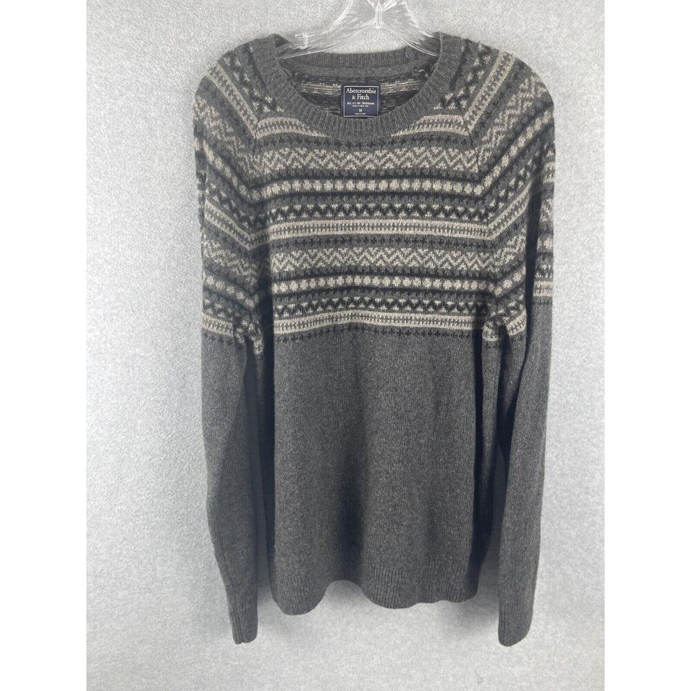 Abercrombie & Fitch Sweater Men's Size M Gray‎ Long Sleeve Wool Pullover